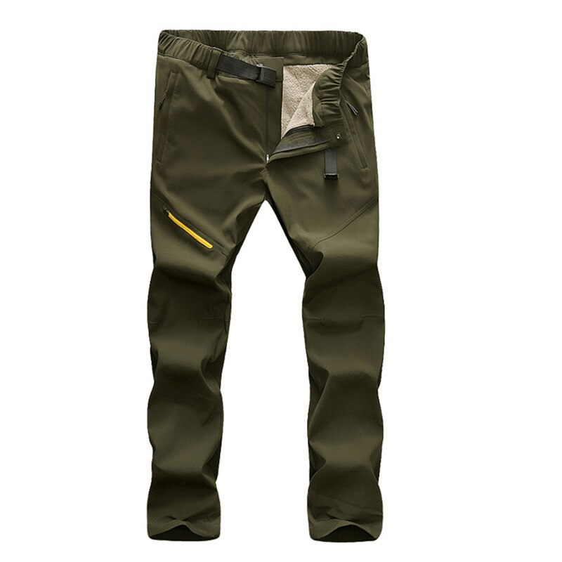 Men's windproof ski pants with removable liner and zipper fly, in durable polyester. Ideal for outdoor winter sports, model SF0735.